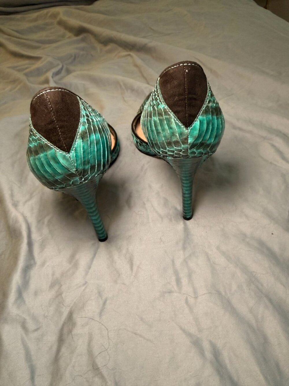 Sam Edelman Blue Snakeskin Print Stiletto Heels – Women’s Size 8 - Picture 6 of 8